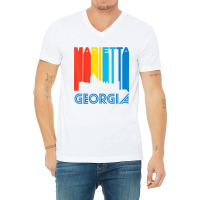 Retro 1970's Style Marietta Georgia Skyline T Shirt V-neck Tee | Artistshot