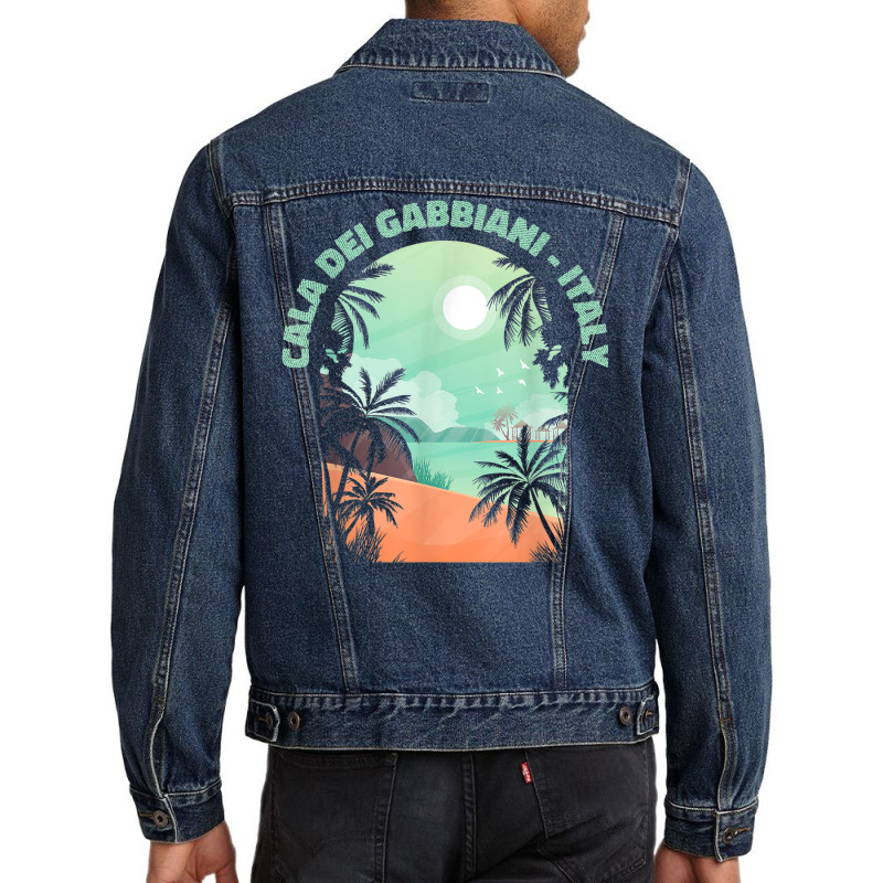 Cala Dei Gabbiani Souvenir   Italy Reminder Men Denim Jacket | Artistshot