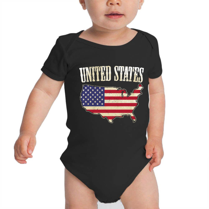 Usa Map  Flag, Usa Map  Flag Vintage, Usa Map  Flag Art, Usa Map  Flag Baby Bodysuit | Artistshot