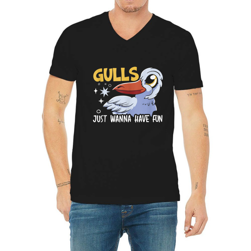 Gulls Just Wanna Have Fun Bird Whisperer Seabird Seagull Tank Top V-Neck Tee by cm-arts | Artistshot