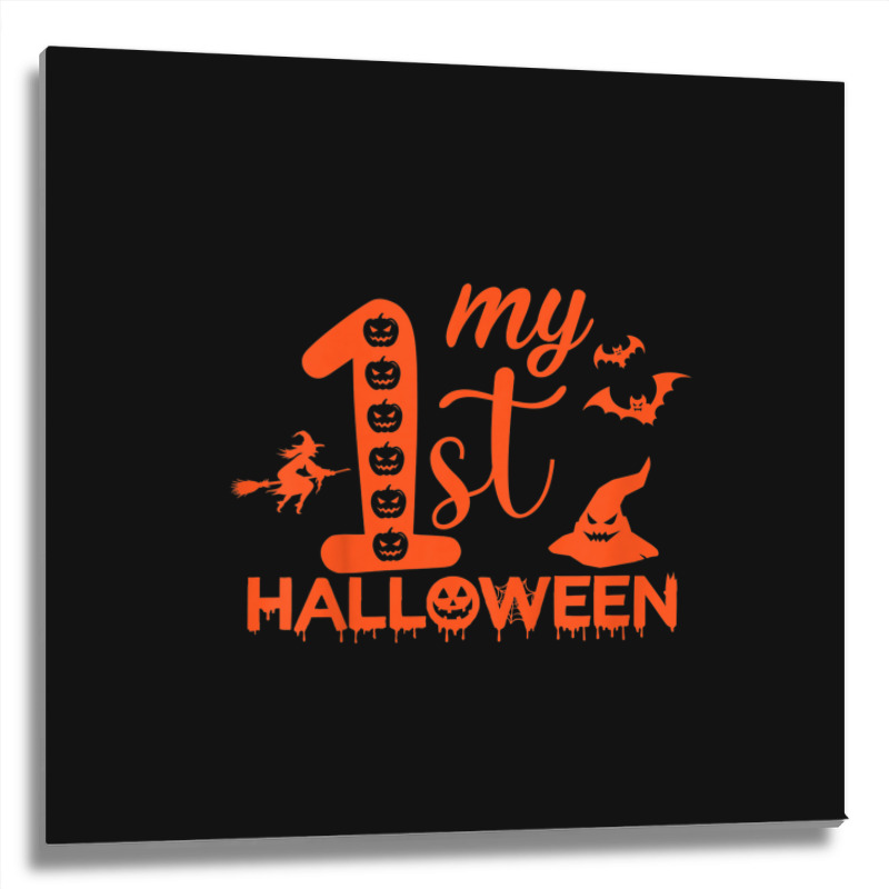 Kids Funny My First Halloween Matching Family Halloween Costume Metal Print Square | Artistshot