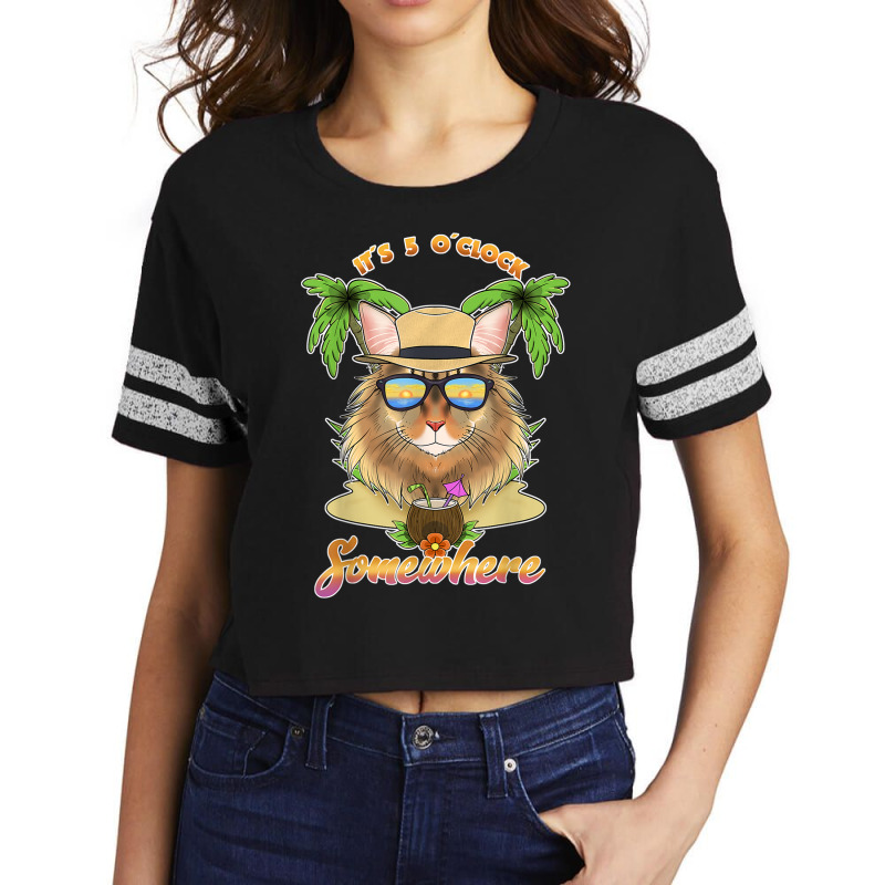 It Is 5 O´clock Somewhere Drinking Siberian Cat Scorecard Crop Tee by Posh | Artistshot