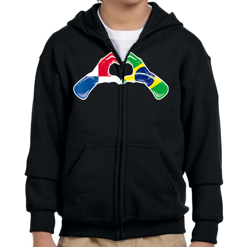 Brazil Panama Flag Brazilian Panamanian Heart T Shirt Youth Zipper Hoodie by cm-arts | Artistshot