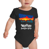 Trout Fly Fishing Bighorn River Montana Mountain Sunset Baby Bodysuit | Artistshot