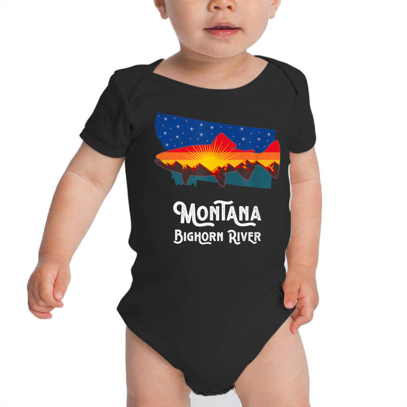 Trout Fly Fishing Bighorn River Montana Mountain Sunset Baby Bodysuit by Renew | Artistshot