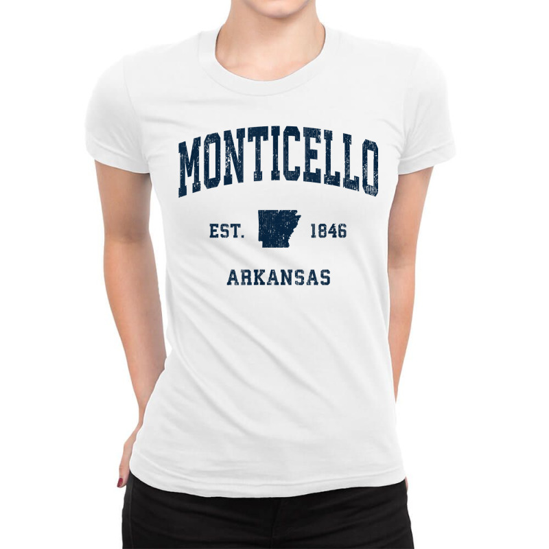 Monticello Arkansas Ar Vintage Athletic Navy Sports Design T Shirt Ladies Fitted T-Shirt by cm-arts | Artistshot