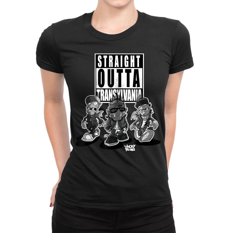 Straight Outta Transylvania Funny Urban Cartoon Vampires T Shirt Ladies Fitted T-Shirt by cm-arts | Artistshot