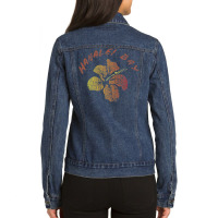 Hanalei Bay Kaua'i Island Hawaiian Beach Vintage Retro Surf T Shirt Ladies Denim Jacket | Artistshot