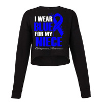 I Wear Blue For My Niece Osteogenesis Awareness Feather T Shirt Cropped Sweater | Artistshot