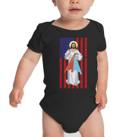 Divine Mercy Jesus Usa American Flag Catholic T Shirt Baby Bodysuit | Artistshot