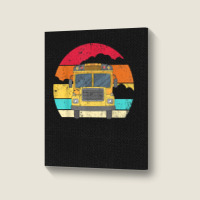 Retro Yellow School Bus For School Bus Driver And Busman Portrait Canvas Print | Artistshot