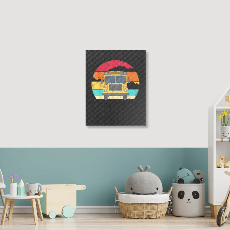 Retro Yellow School Bus For School Bus Driver And Busman Portrait Canvas Print by ShannonFrancis | Artistshot