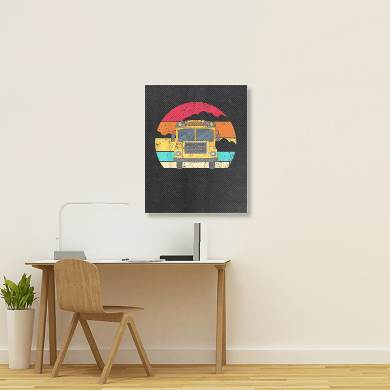 Retro Yellow School Bus For School Bus Driver And Busman Portrait Canvas Print by ShannonFrancis | Artistshot