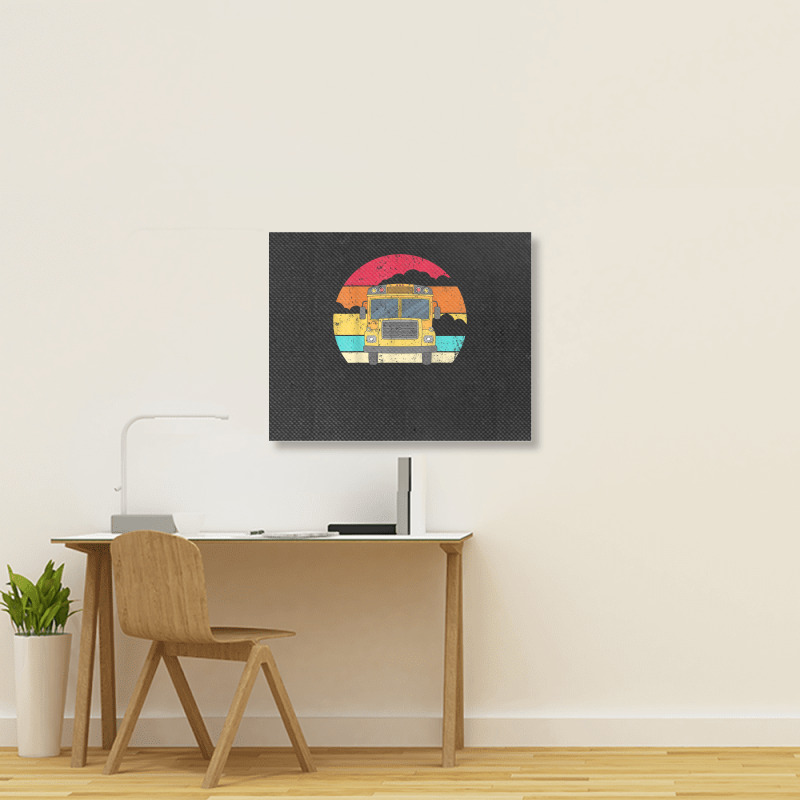 Retro Yellow School Bus For School Bus Driver And Busman Landscape Canvas Print by ShannonFrancis | Artistshot