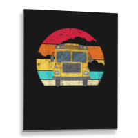 Retro Yellow School Bus For School Bus Driver And Busman Metal Print Vertical | Artistshot