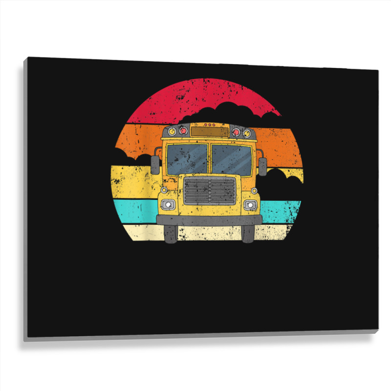 Retro Yellow School Bus For School Bus Driver And Busman Metal Print Horizontal by ShannonFrancis | Artistshot