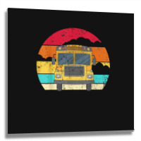 Retro Yellow School Bus For School Bus Driver And Busman Metal Print Square | Artistshot