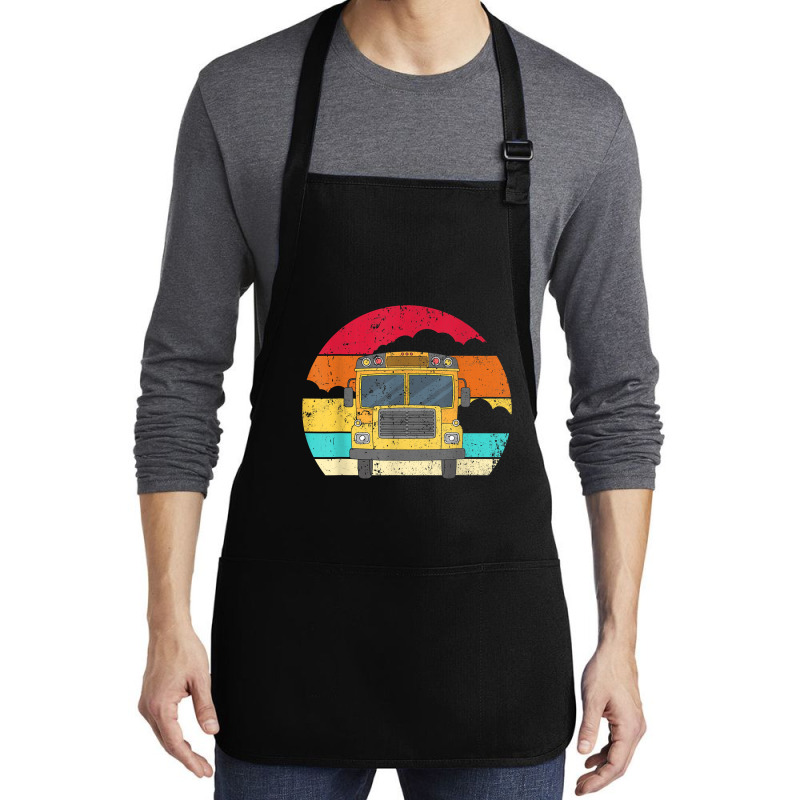 Retro Yellow School Bus For School Bus Driver And Busman Medium-Length Apron by ShannonFrancis | Artistshot