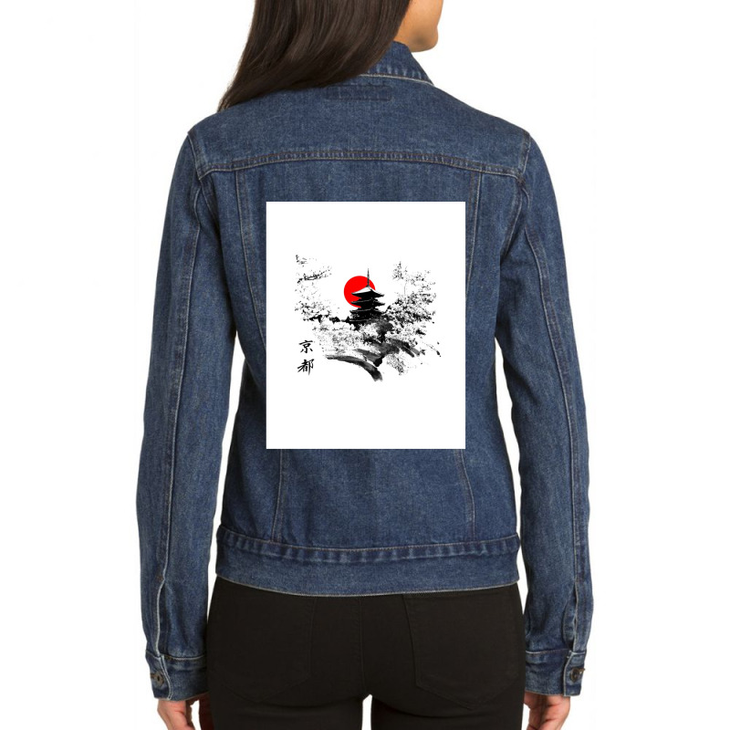 Kyoto Japan Old Capital Ladies Denim Jacket by cm-arts | Artistshot