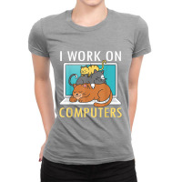 Funny I Work On Computers Cat Shirt Funny Computer Cat Lover Copy Ladies Fitted T-shirt | Artistshot