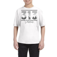 Detroit 313 Area Code Skyline Michigan Vintage T Shirt Youth Tee | Artistshot