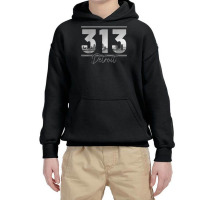 Detroit 313 Area Code Skyline Michigan Vintage T Shirt Youth Hoodie | Artistshot