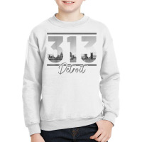 Detroit 313 Area Code Skyline Michigan Vintage T Shirt Youth Sweatshirt | Artistshot