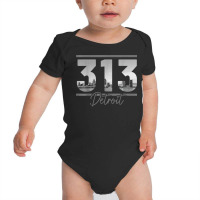 Detroit 313 Area Code Skyline Michigan Vintage T Shirt Baby Bodysuit | Artistshot