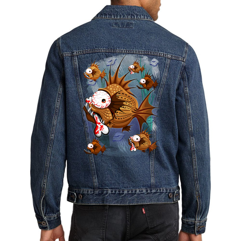 Psycho Fish, Psycho Fish Art, Psycho Fish Painting, Psycho Fish Vintag Men Denim Jacket by cm-arts | Artistshot