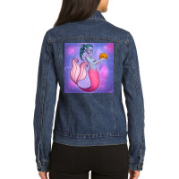 Mermaid And Blowfish, Mermaid And Blowfish Art, Mermaid And Blowfish V Ladies Denim Jacket | Artistshot