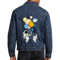 Astronaut Holding Aroace Balloons Men Denim Jacket | Artistshot