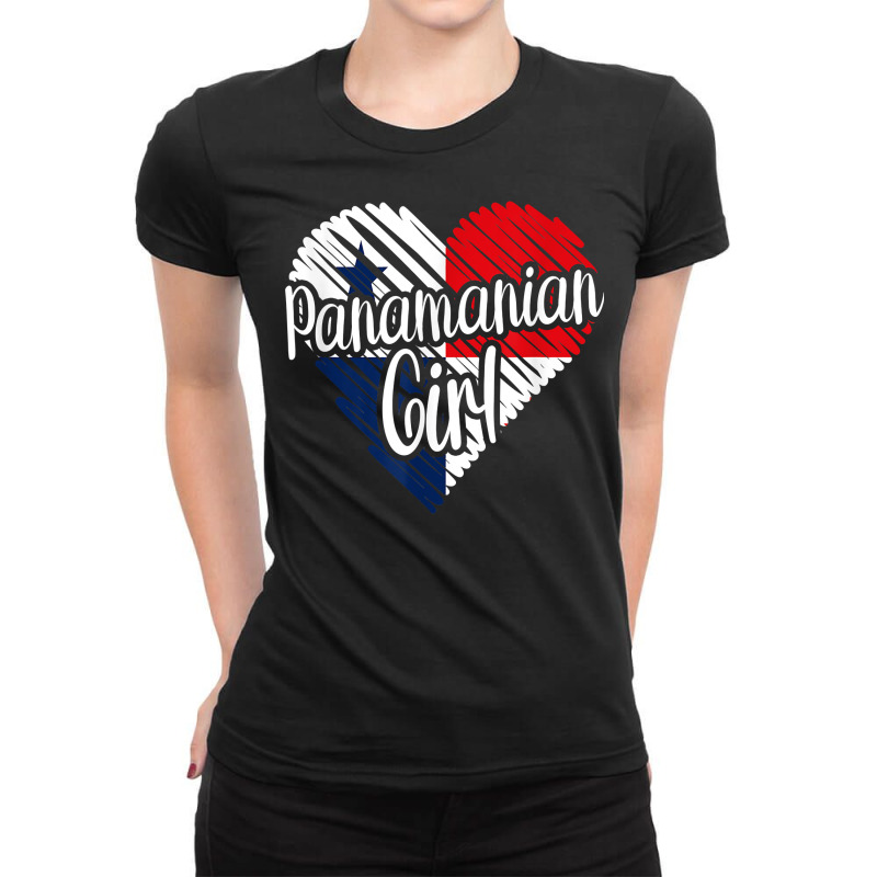 Panama For Girl Panamanian Heart Flag For Women Panameña T Shirt Ladies Fitted T-Shirt by lukaegawaefu | Artistshot