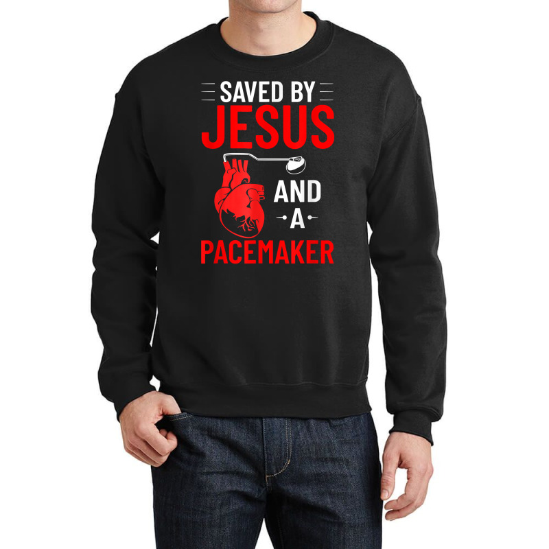 Saved By Jesus And A Pacemaker Heart Disease Awareness Funny T Shirt Crewneck Sweatshirt | Artistshot