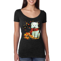 Samoyed Fall Scarf   Dogs Autumn Leaves Women's Triblend Scoop T-shirt | Artistshot