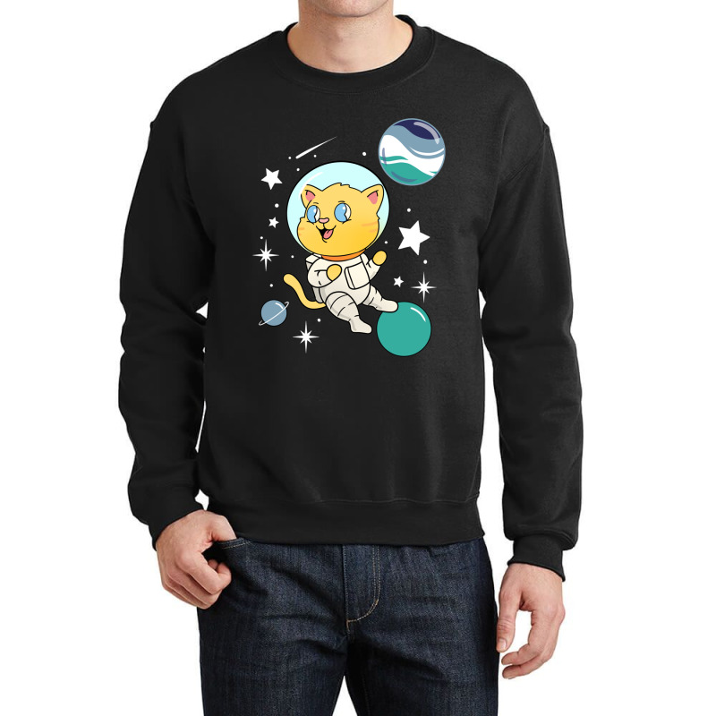 Cat In Space Oriented Aroace Pride Crewneck Sweatshirt | Artistshot