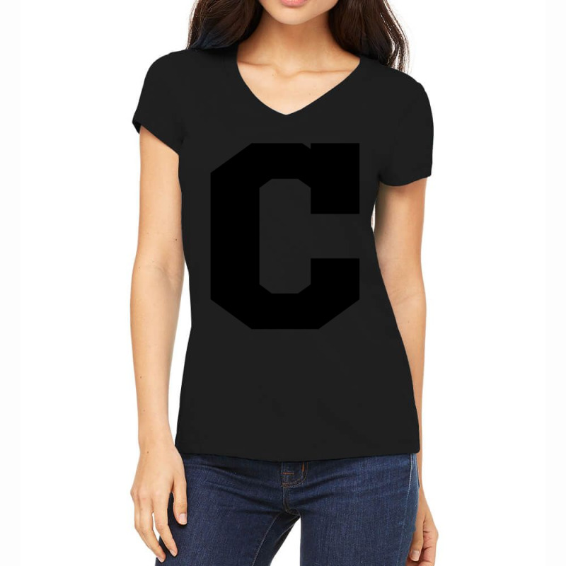 Block C Tee - No Outline Women's V-Neck T-Shirt by cm-arts | Artistshot