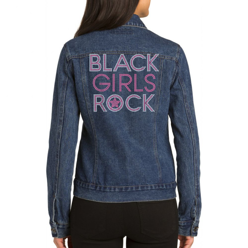 Black Girl Rock Rhinestone Design For Woman Birthday Ladies Denim Jacket by Sombre | Artistshot