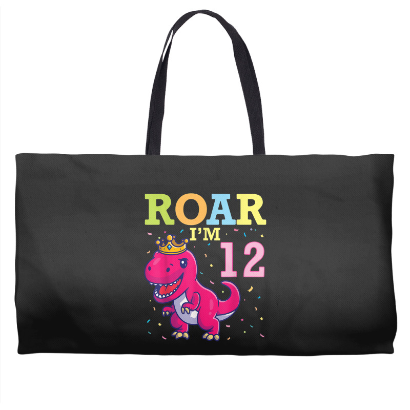 King Dinosaur Dance Happy My Birthday Roar I'm 12 Years Old Weekender Totes | Artistshot