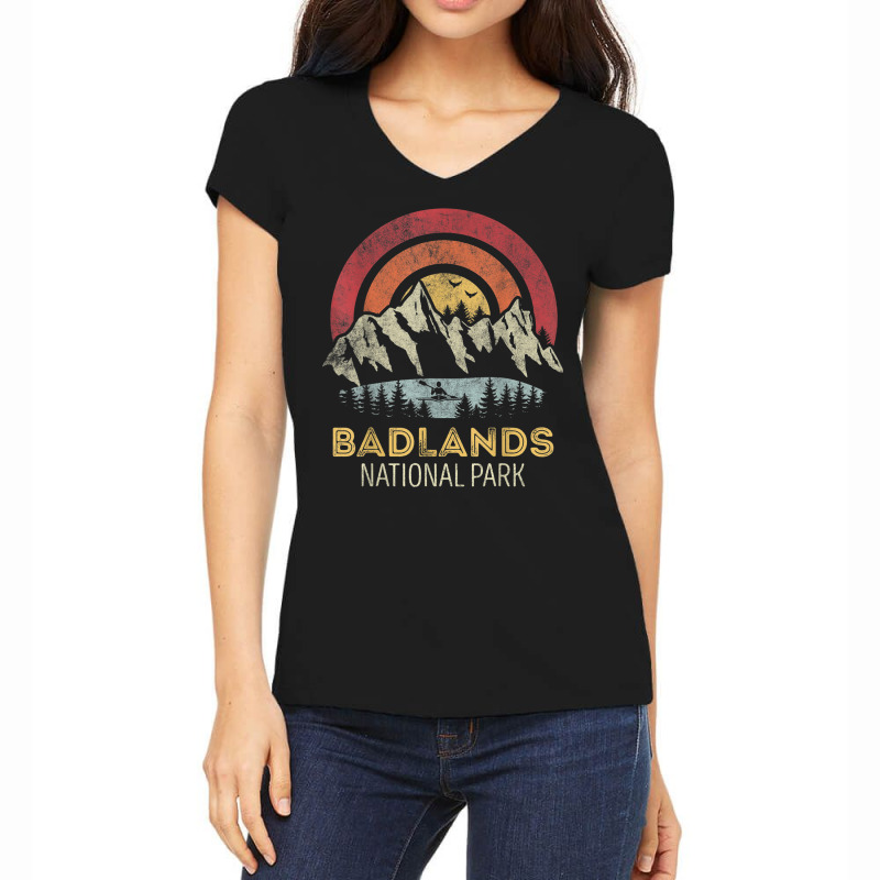 Badlands National Park Mountain Sunset Sunrise Women's V-Neck T-Shirt by Fashzilla | Artistshot