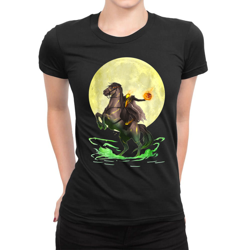 Full Moon Wicked Headless Horseman Halloween T Shirt Ladies Fitted T-Shirt by cm-arts | Artistshot