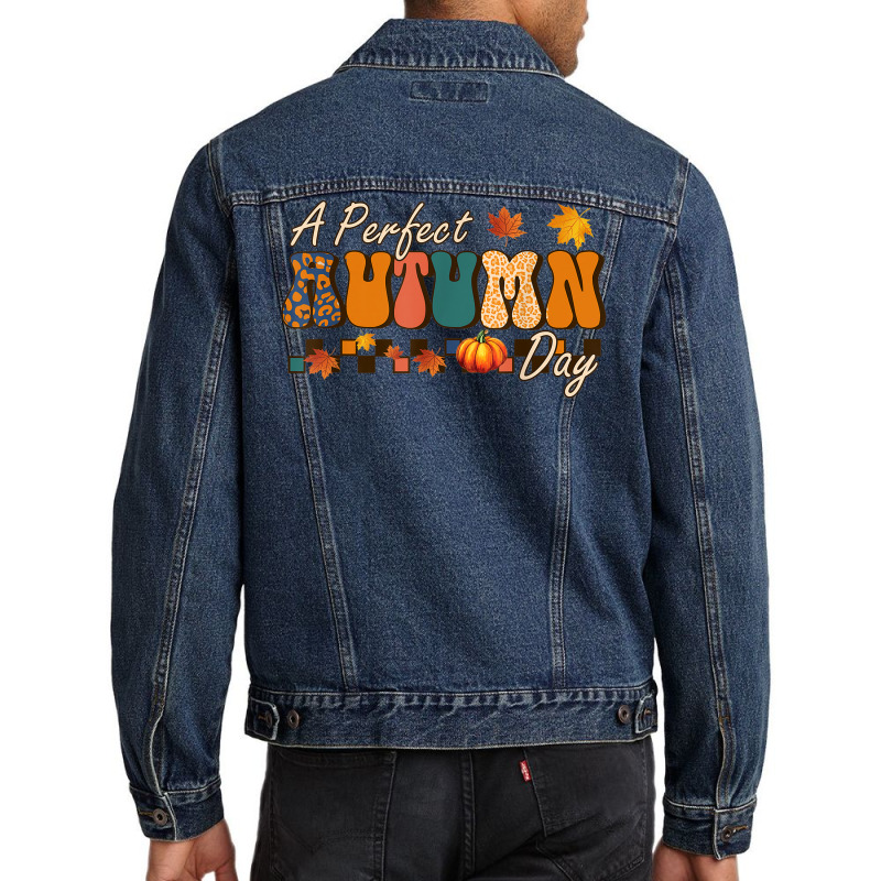 A Perfect Autumn Day Retro Vintage Thanksgiving Season Men Denim Jacket | Artistshot