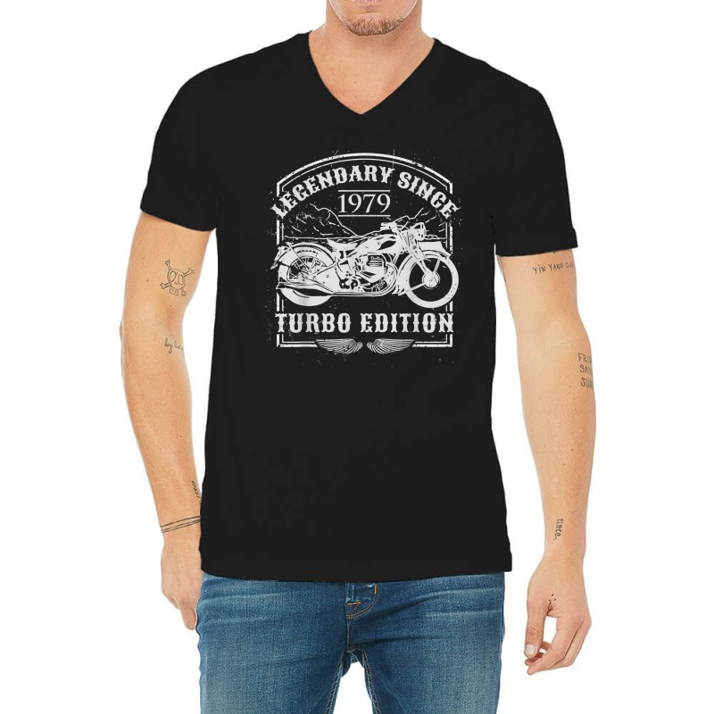 Legendary Since 1979   Motorcycle Rider Birthday V-neck Tee | Artistshot