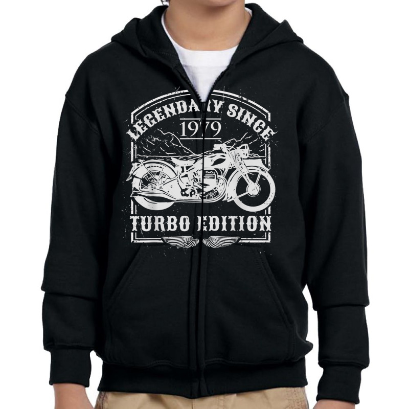 Legendary Since 1979   Motorcycle Rider Birthday Youth Zipper Hoodie | Artistshot