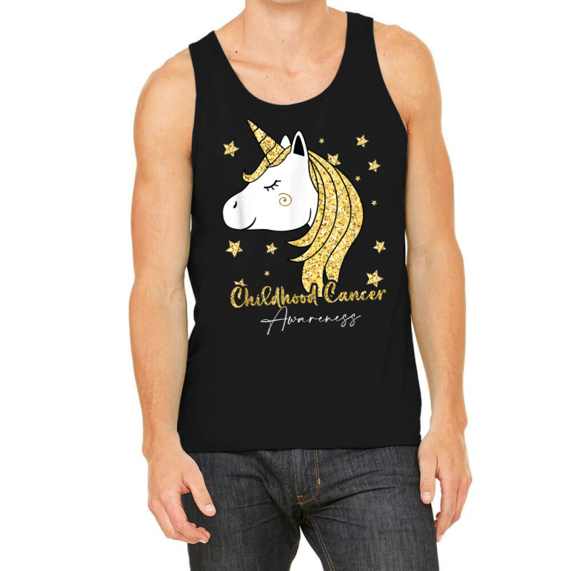 Childhood Cancer Awareness Unicorn Ribbon Twinkle Gold T Shirt Tank Top | Artistshot