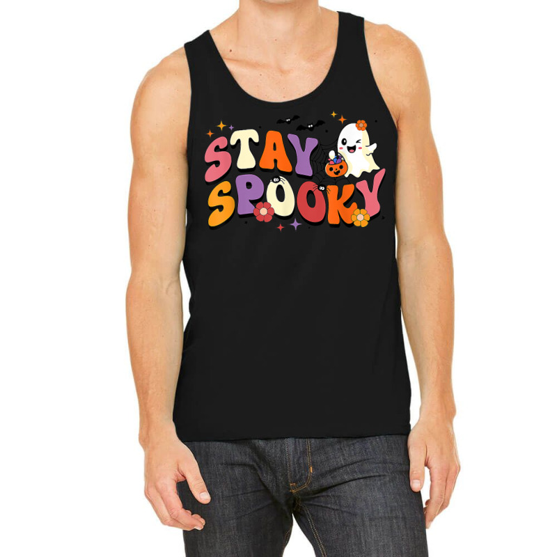 Stay Spooky Cute Ghost Pumpkin Groovy Halloween Women Men Tank Top by Fashlaza | Artistshot