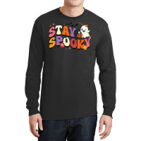 Stay Spooky Cute Ghost Pumpkin Groovy Halloween Women Men Long Sleeve Shirts | Artistshot