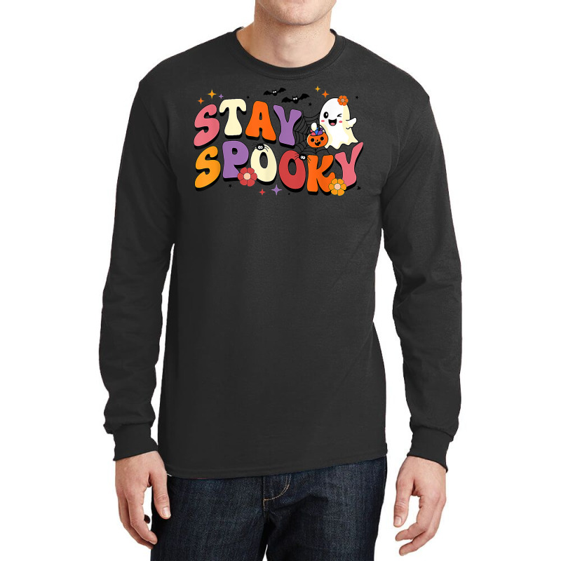 Stay Spooky Cute Ghost Pumpkin Groovy Halloween Women Men Long Sleeve Shirts by Fashlaza | Artistshot