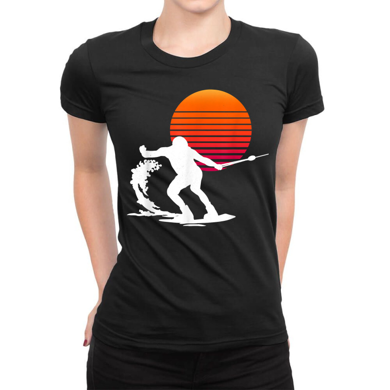 Water Ski Skiing Retro Waterski Ski Water Sports T Shirt Ladies Fitted T-Shirt by cm-arts | Artistshot