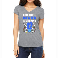 This Little Bowler Is Striking 12 Bowling Birthday T Shirt Women's V-neck T-shirt | Artistshot