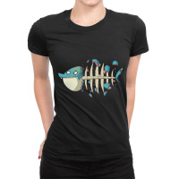 Fishbone Cartoon, Fishbone Cartoon Art, Fishbone Cartoon Vintage, Fish Ladies Fitted T-shirt | Artistshot